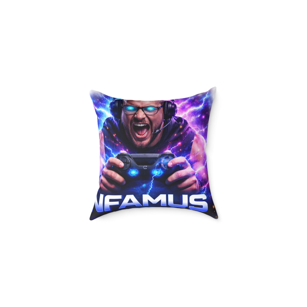 Gaming Pillow — 'Infamous Gaming' Neon Controller Throw Pillow