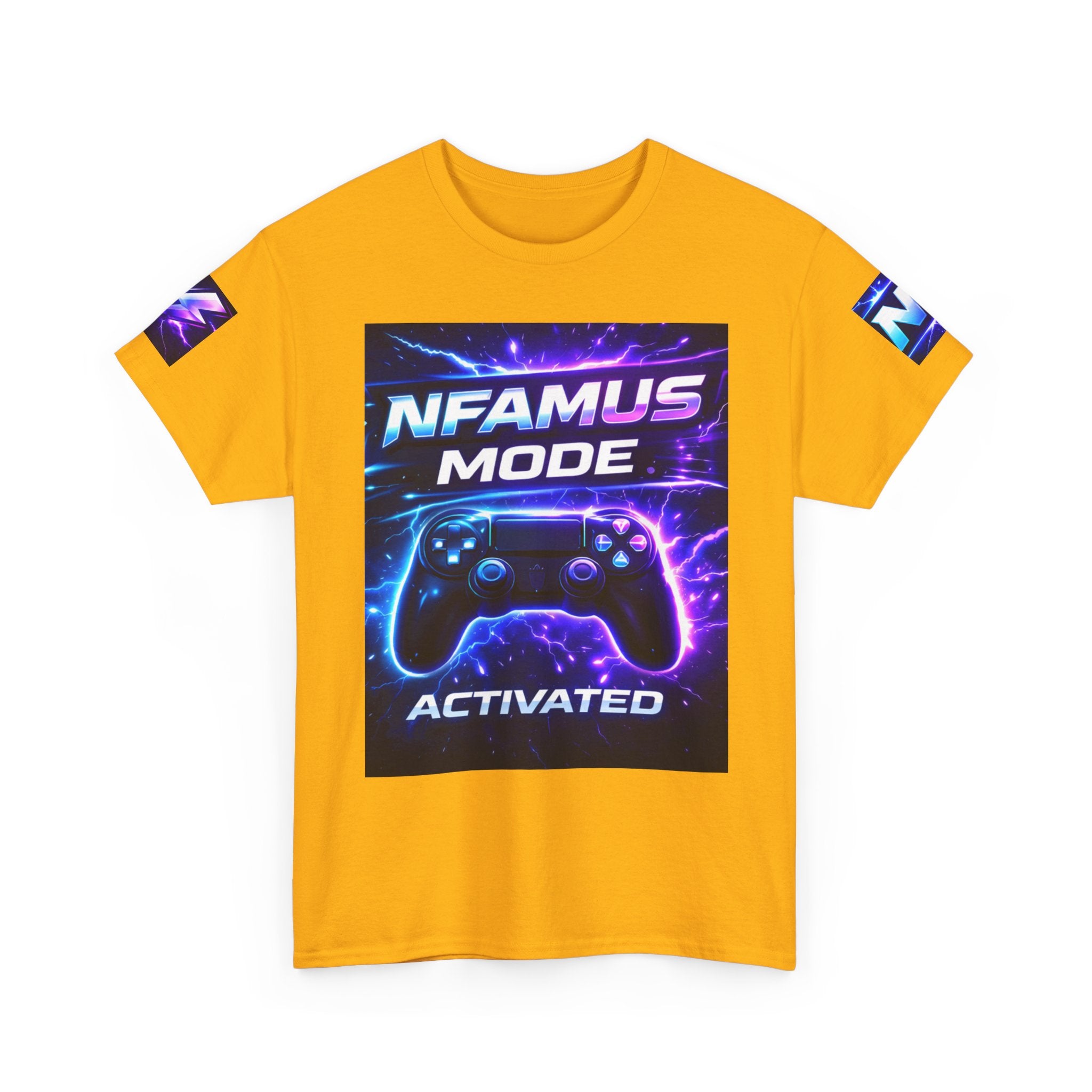 Gaming Tee — "Nfamus Mode Activated" Neon Controller Shirt