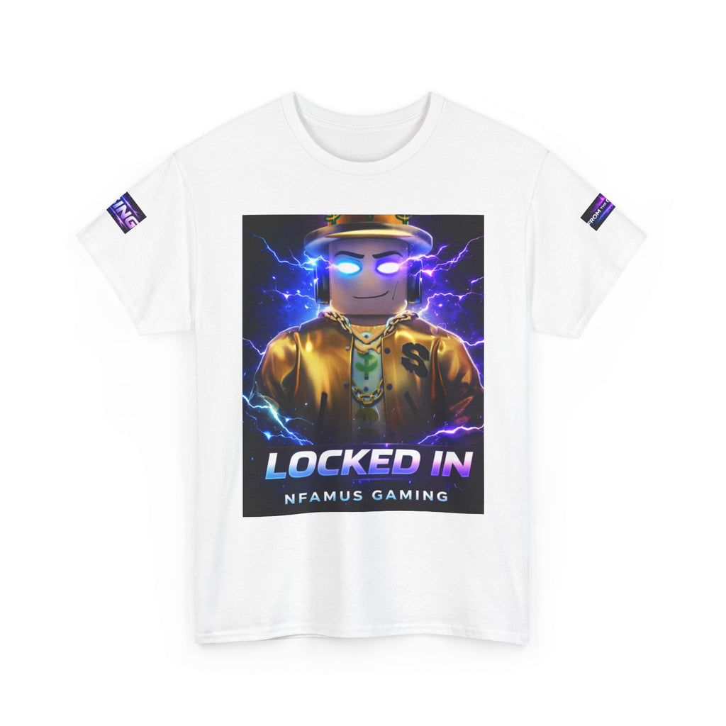 Gaming T-Shirt — "Locked In" NFAMUS Gaming Tee with Neon Game Zone Design
