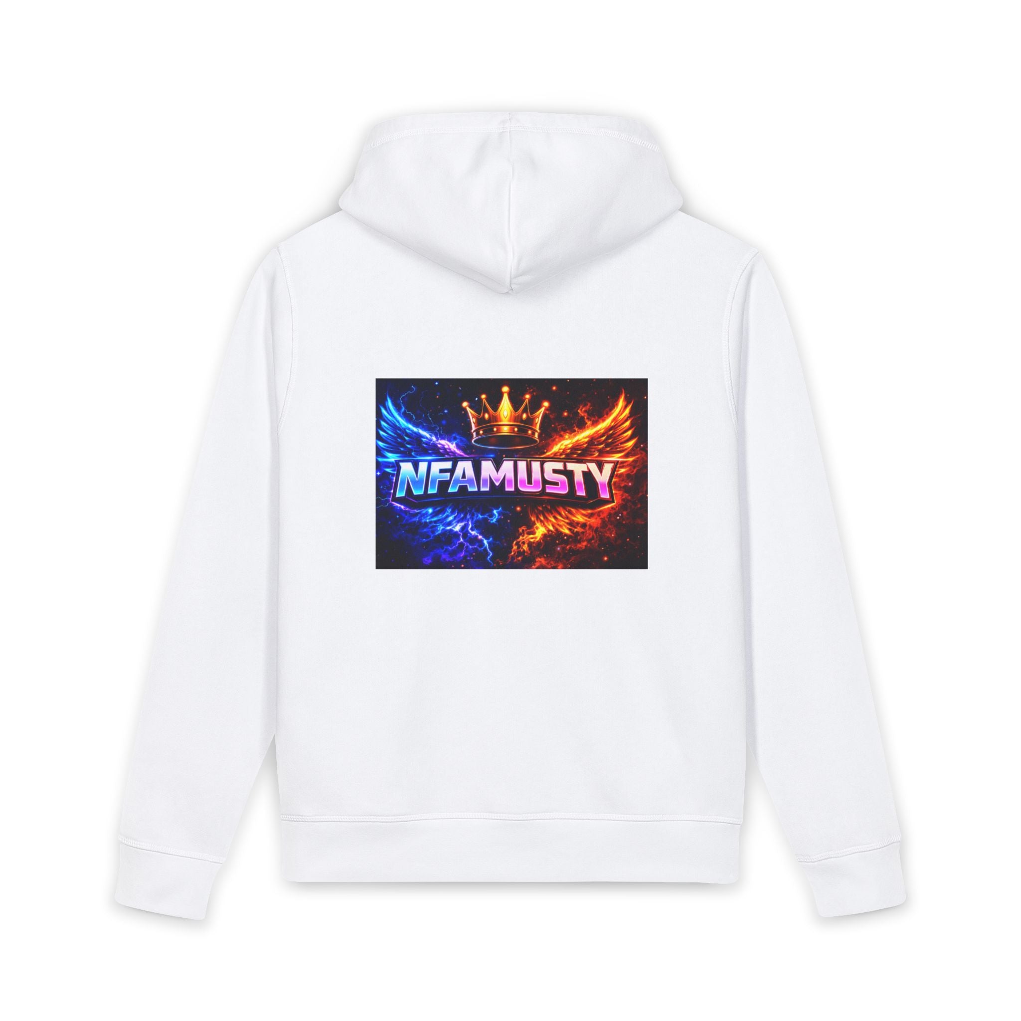 Streamer Logo Hoodie — 'NFAMUSTY' Fire & Ice Portrait Pullover