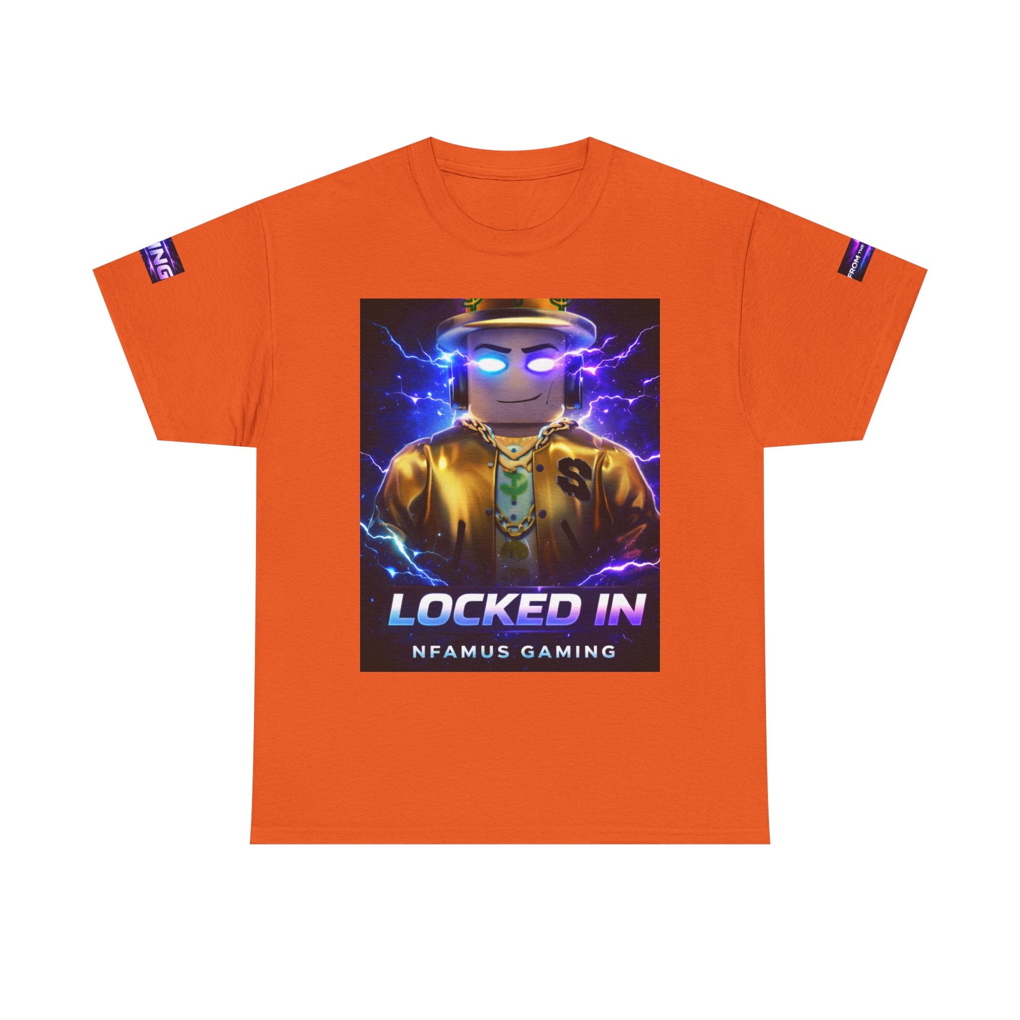 Gaming T-Shirt — "Locked In" NFAMUS Gaming Tee with Neon Game Zone Design