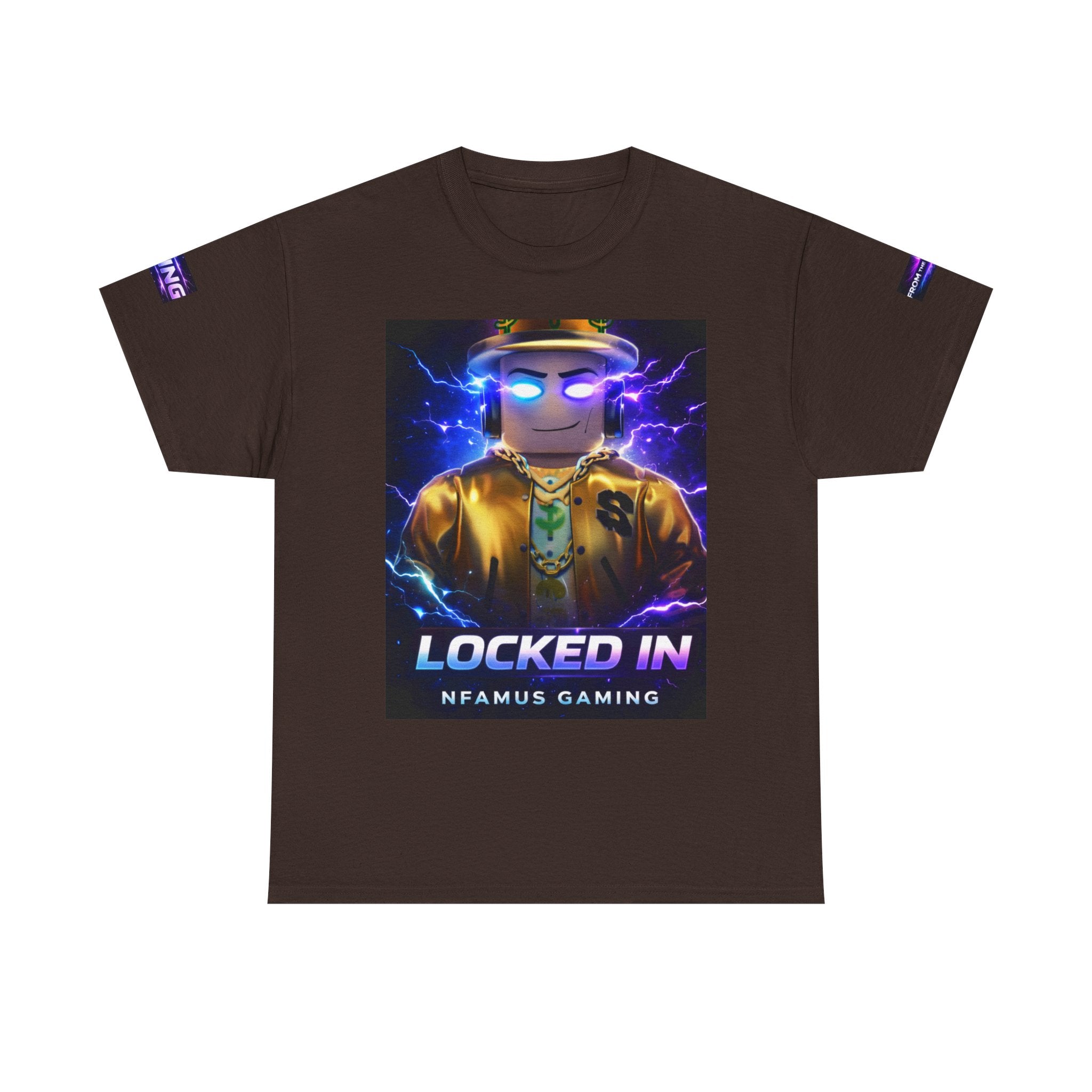 Gaming T-Shirt — "Locked In" NFAMUS Gaming Tee with Neon Game Zone Design
