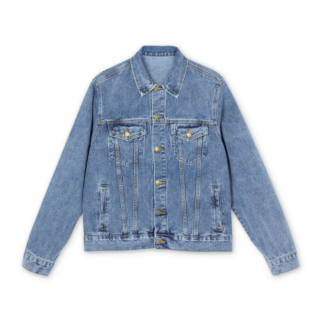 Men's Denim Jacket — 'NFAMUSTY Rise Above' Graphic Back Patch Jacket