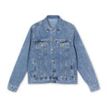 Men's Denim Jacket — 'NFAMUSTY Rise Above' Graphic Back Patch Jacket
