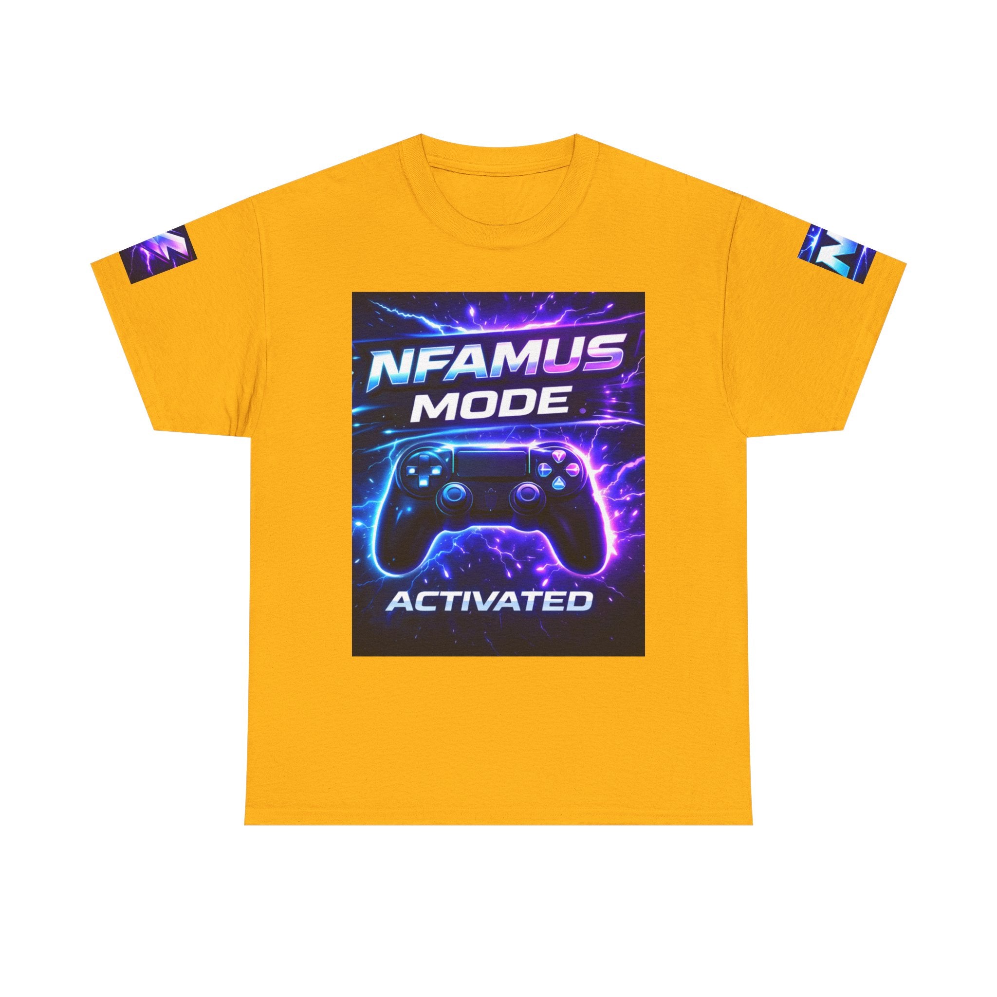 Gaming Tee — "Nfamus Mode Activated" Neon Controller Shirt