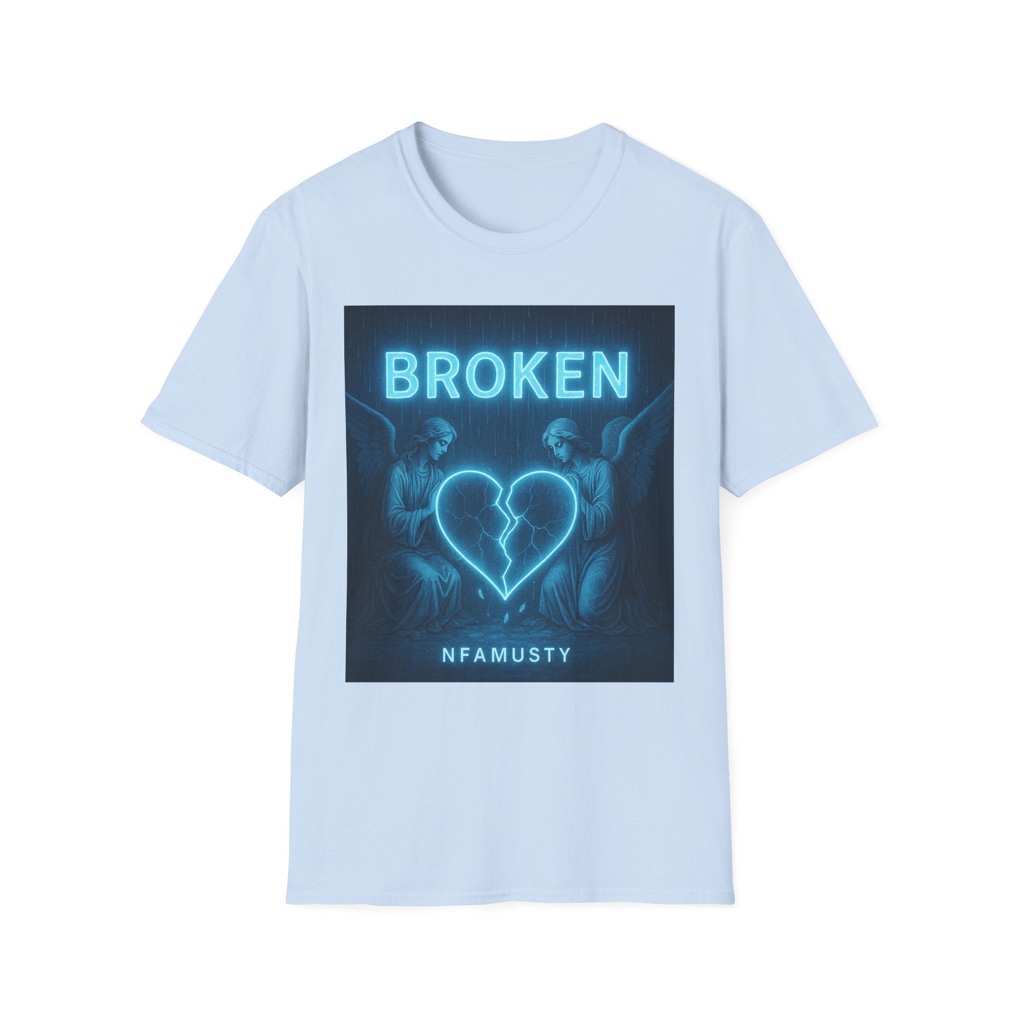 Broken Heart Music Tee — NFAMUSTY Neon Graphic T-Shirt