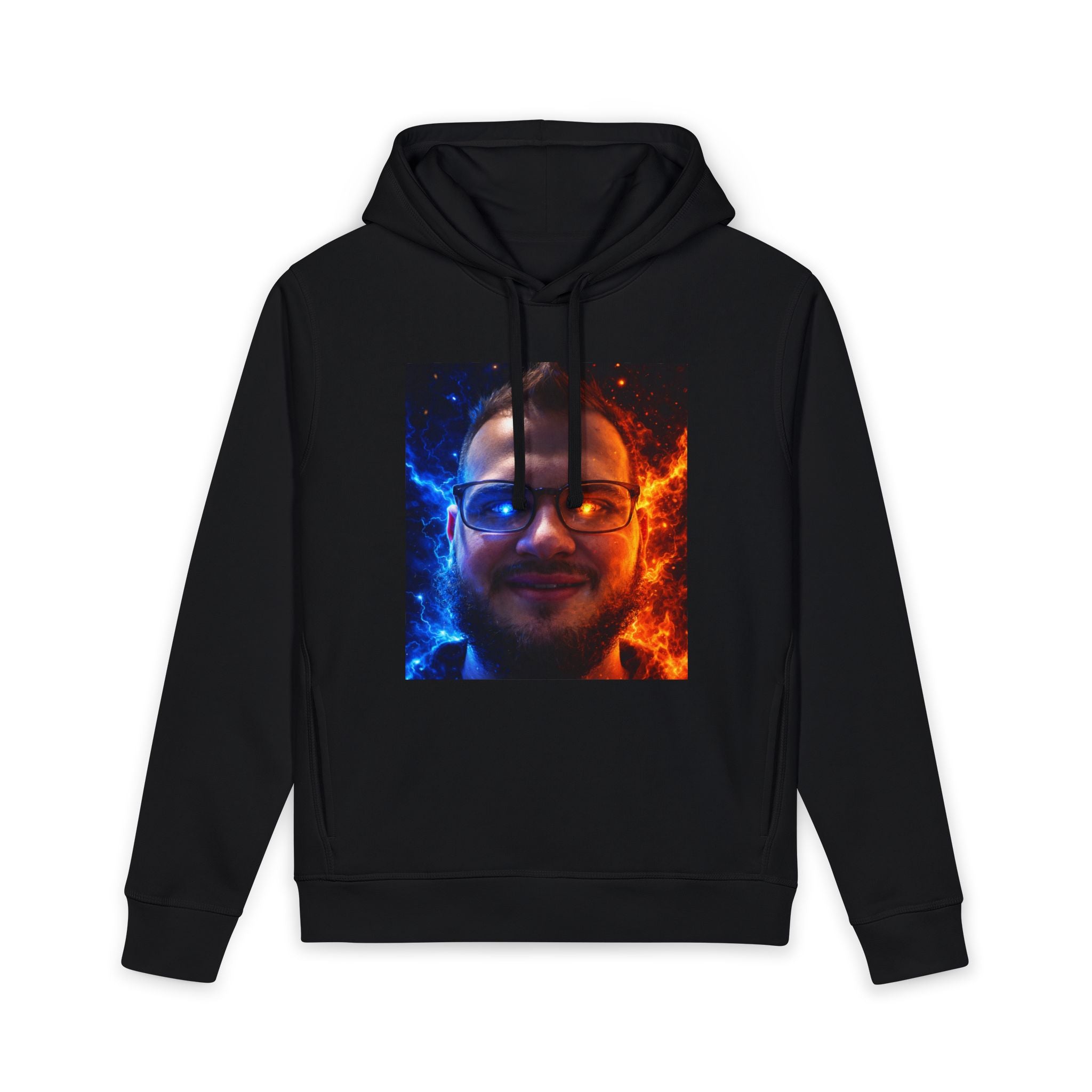 Streamer Logo Hoodie — 'NFAMUSTY' Fire & Ice Portrait Pullover