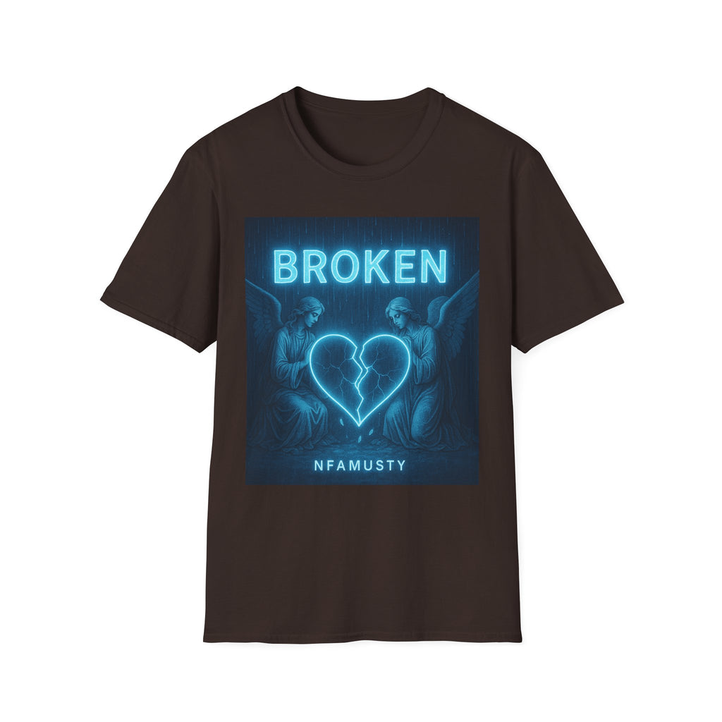 Broken Heart Music Tee — NFAMUSTY Neon Graphic T-Shirt