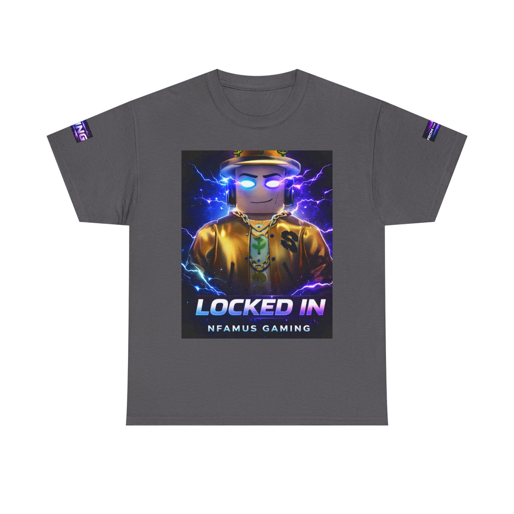 Gaming T-Shirt — "Locked In" NFAMUS Gaming Tee with Neon Game Zone Design