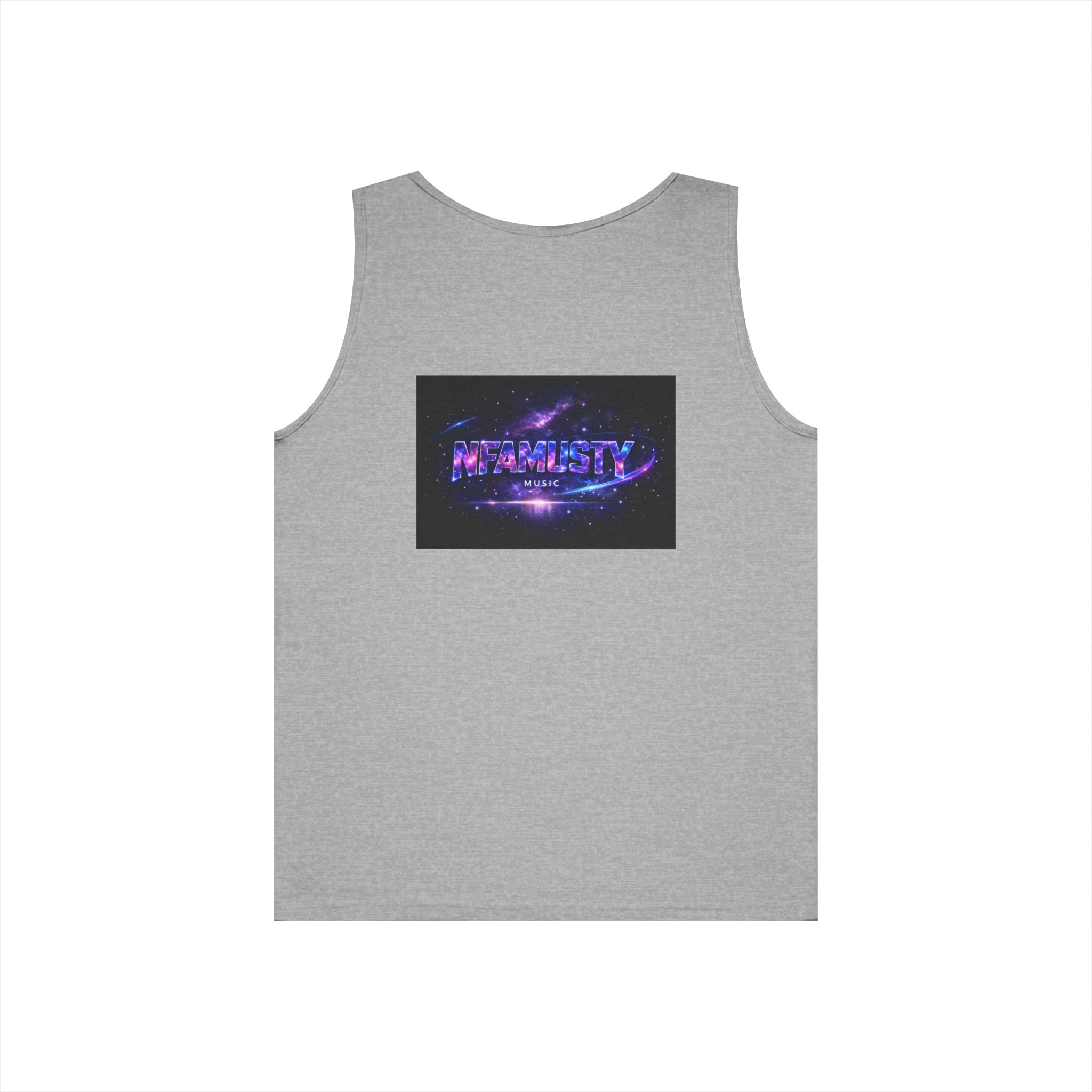 NFAMUSTY Music Tank Top — Retro Rap Artist Portrait & Cosmic Logo Graphic