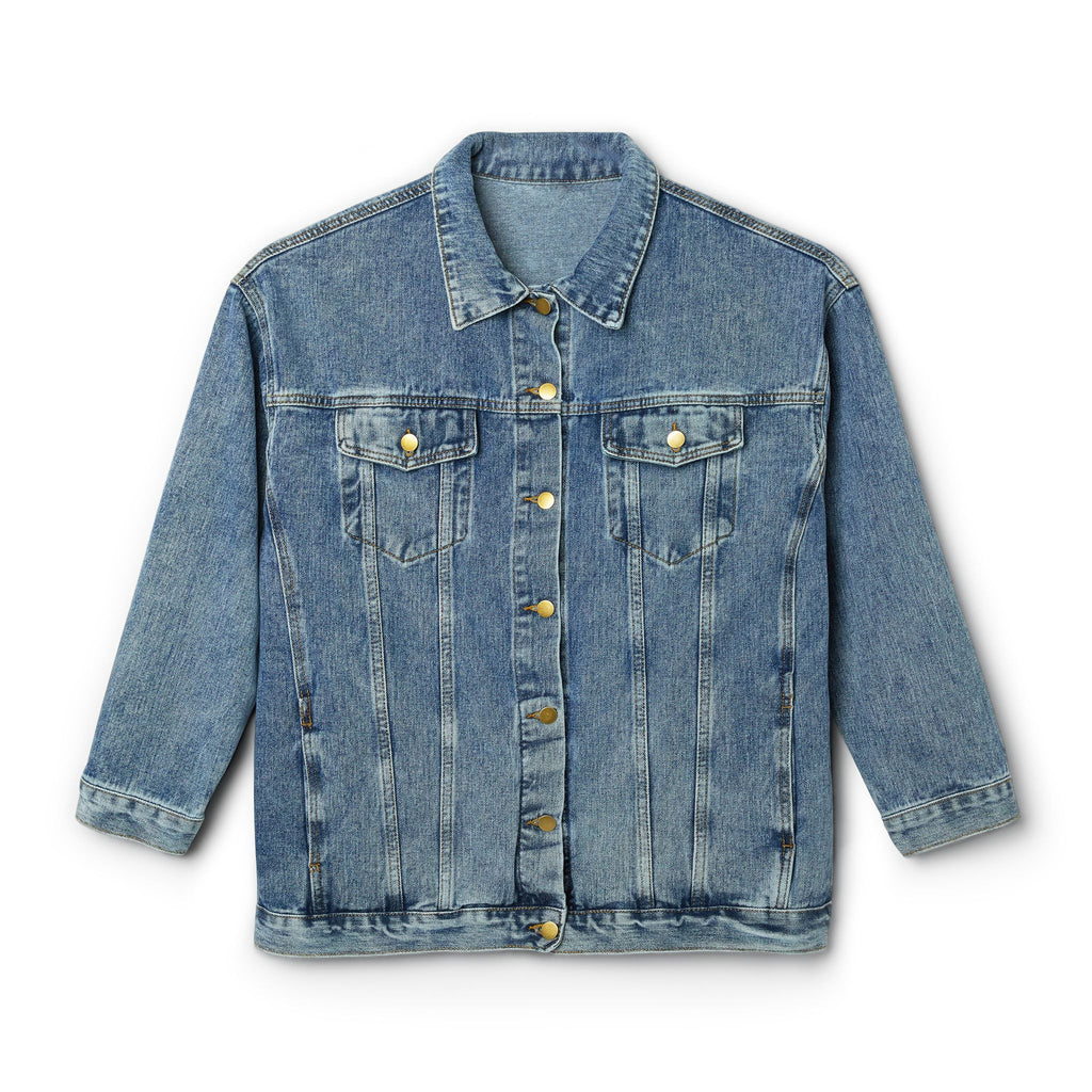 women Denim Jacket — 'NFAMUSTY Rise Above' Graphic Back Patch