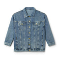 women Denim Jacket — 'NFAMUSTY Rise Above' Graphic Back Patch