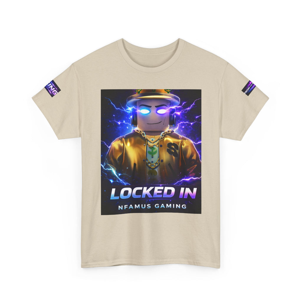 Gaming T-Shirt — "Locked In" NFAMUS Gaming Tee with Neon Game Zone Design
